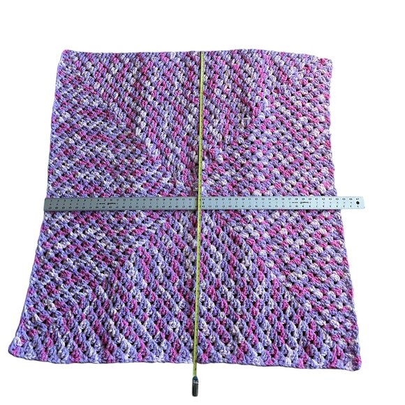 Handmade Crochet Bernat Throw Blanket 44 x 48 inch Pink Purple Variegated Soft - Picture 5 of 6